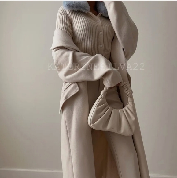 Zara * faux fur knit cardigan Cream Blue - Picture 7 of 15